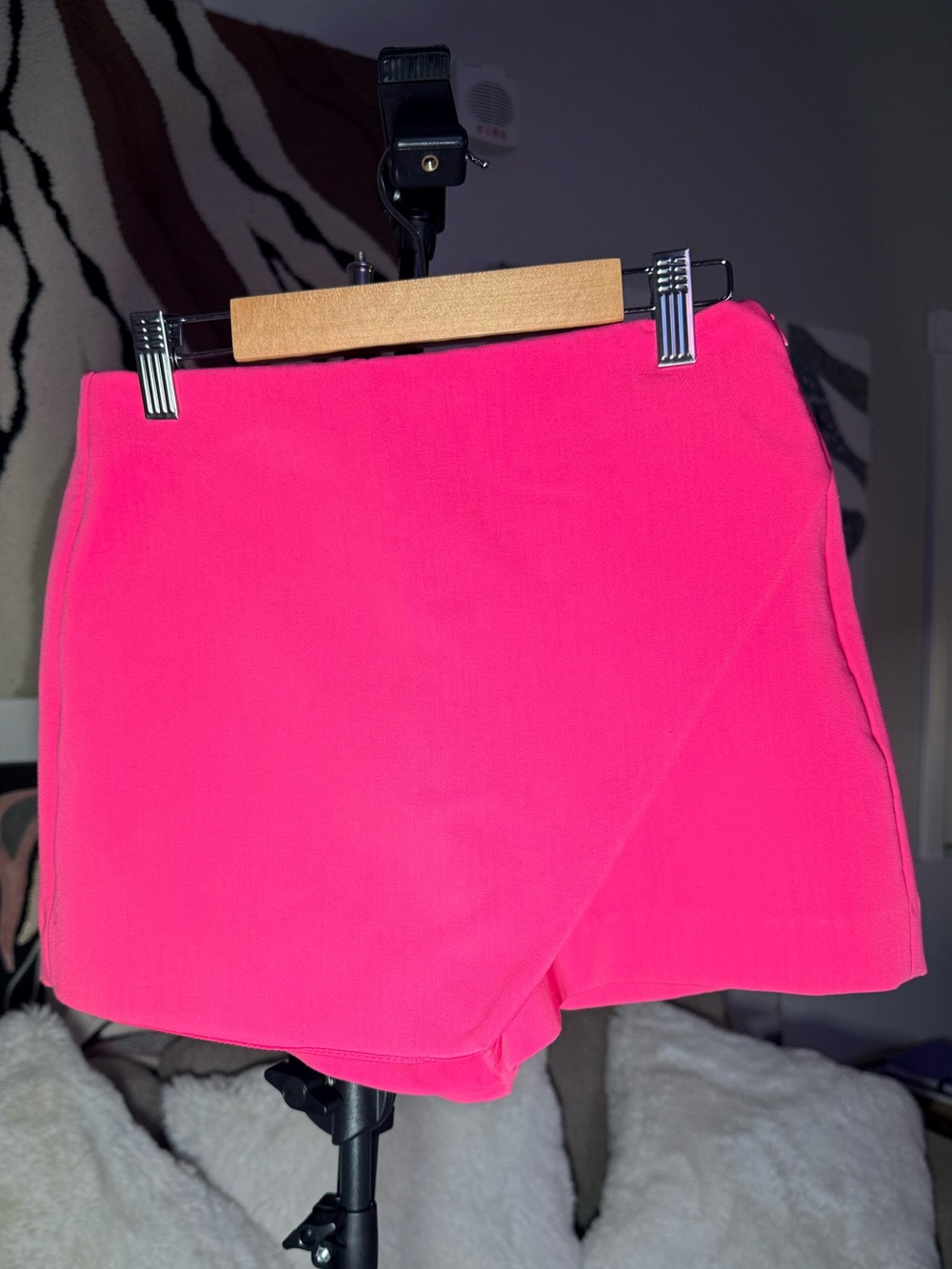 Zara Hot Pink Wrap-Front Skort